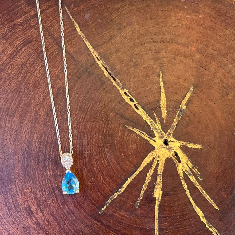 Blue Gemstone Pendant Necklace in Sterling Silver